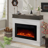 ERGOSOFT 39" Electric Fireplace with Mantel, Fireplace TV Stand with 30" Electric Fireplace Heater, Low Noise, Remote Control, Touch Screen, Timer, Adjustable Flame Color & Brightness ERGOSOFT
