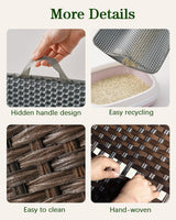 SETVSON Cat Litter Box Enclosure Furniture, Handwoven Rattan Hidden Litter Box with Mat, Large Space Cat House with 2 S-Shaped Hooks, 30.3 x 18.3 x 24.4 Inches, Indoor for Living Room Apartment Brown SETVSON