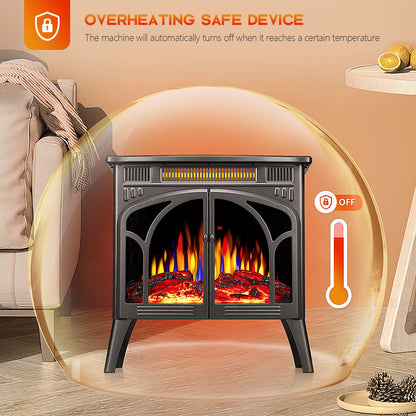 R.W.FLAME Electric Fireplace Stove Heater with Remote Control, 25" Fireplace Heater, Adjustable Brightness and Heating Mode, Overheating Safe Design,Flame Work with or Without Heat