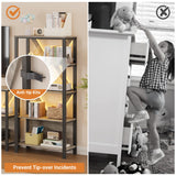 Book Shelf, 3 Tier Bookcase with smart LED light, Bookshelf with Open Display Shelves for Books, Garage Kit, CDs, Movies, Wood and Metal Corner Storage Organizer for Bedroom Home Office Kitchen Living RONIPIC