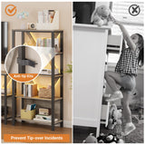 IDEALHOUSE 3 Tier Book Shelf with LED Lights, Grey Industrial Metal Display Book Case, Open Book Shelf Organizer, Tall Bookshelf, Heavy Duty Storage Bookcase for Bedroom Office Living Room IDEALHOUSE