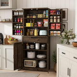 BOMETAO 72" Tall Kitchen Pantry Cabinet with X-Barn Doors, Farmhouse Storage Cabinets with Organizer, Drawer and Adjustable Shelves, Wood Cupboard for Kitchen, Dining Room, Bathroom, Rustic Brown BOMETAO