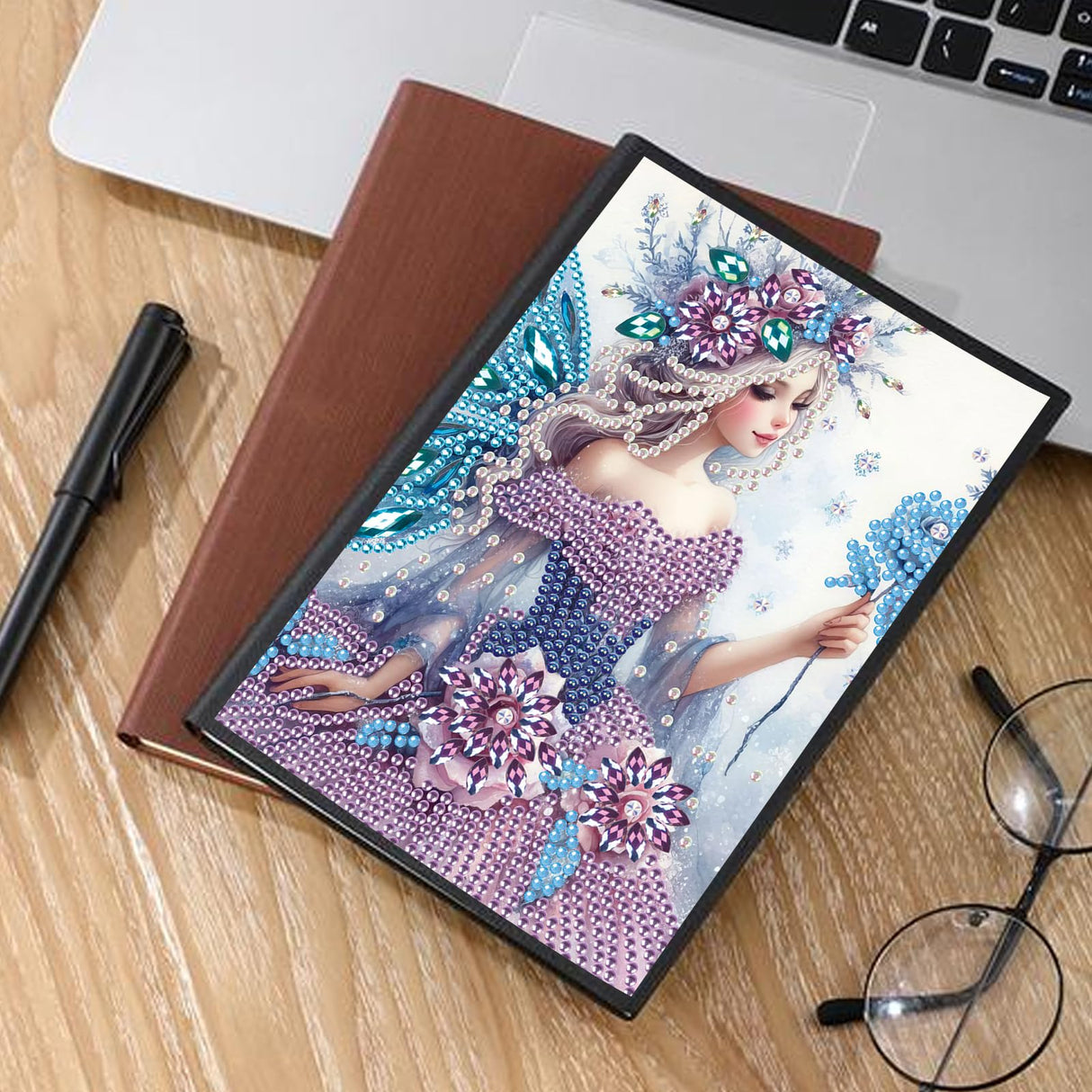 DCIDBEI 2 Pack Notebooks Diamond Painting Angel Blank 5D DIY Special Shaped Crystal Diary Book Elf 50 Sheets A5 Book Journal Fairy Paint by Numbers Kit Sketchbook Diamond Art Note Book DCIDBEI