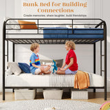YIORTWO Metal Bunk Bed Twin Over Twin, Modern Style Bunk Bed with Curved Edges Safe Guardrail for Small Space, Loft Bed for Adults Kids Teens, Noise Free, No Box Spring Needed, Black YIORTWO