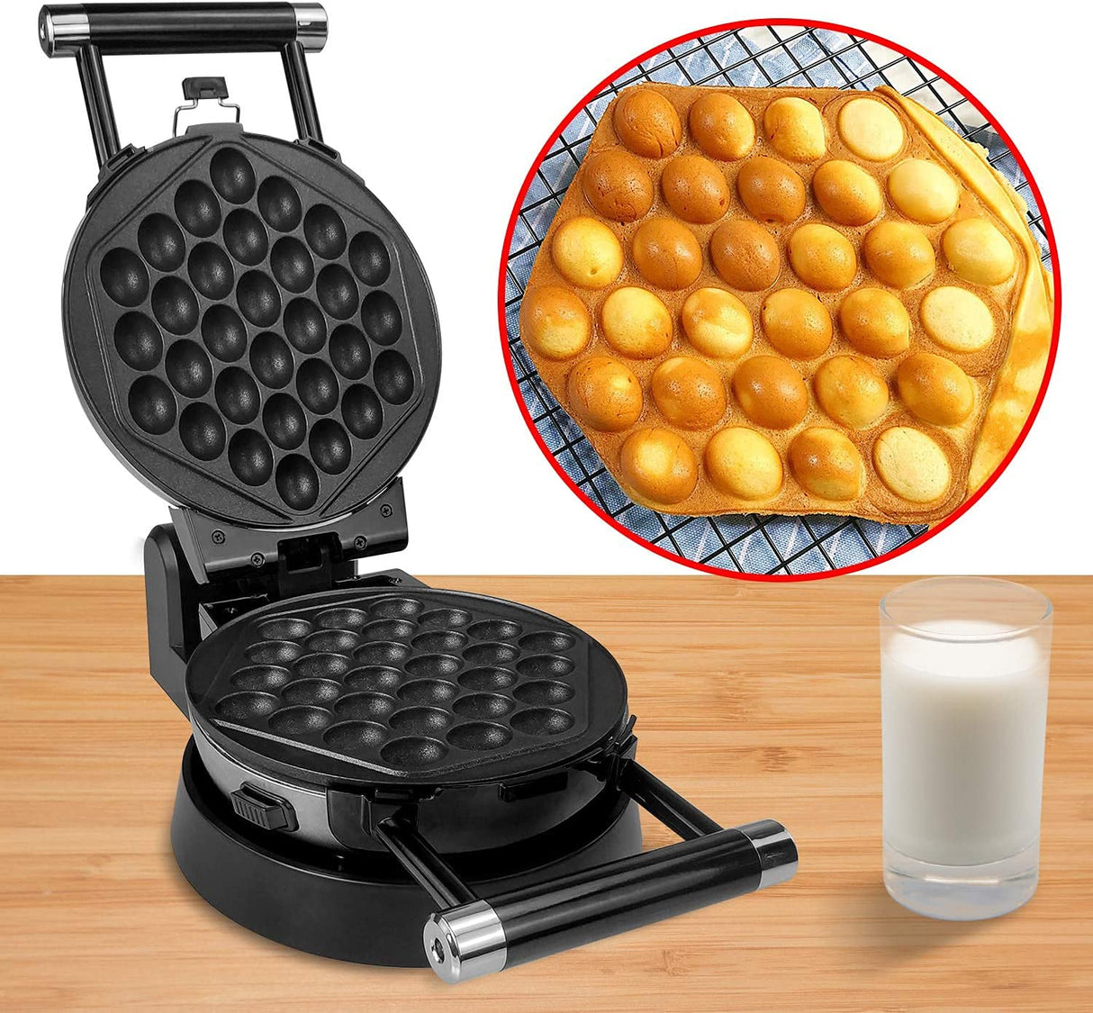 Health and Home 3-in-1 Waffle, Omelet, Egg Waffle Maker, 3 Removable Nonstick Baking Plates, Upgraded 360 Rotating Belgian Maker Health and Home