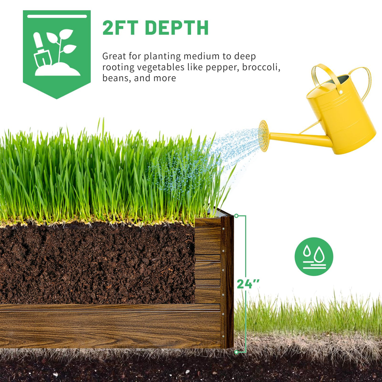 SnugNiture 2 Pcs 4x2x2FT Raised Garden Bed Galvanized Planter Garden Boxes Outdoor, Deep Root Planter Raised Bed for Vegetables Flowers Herbs,Brown SnugNiture