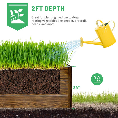 SnugNiture 2 Pcs 4x2x2FT Raised Garden Bed Galvanized Planter Garden Boxes Outdoor, Deep Root Planter Raised Bed for Vegetables Flowers Herbs,Brown SnugNiture