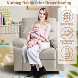 YuuYee Nursing Rocking Chair for Breastfeeding, Glider Nursery 360°Swivel Rocker Recliner Chair with Adjustable and Removable Phone Holder,Wide Seat, Beige YuuYee