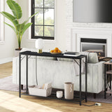 MAHANCRIS Sofa Table with Power Outlet, 43.7" Console Table with USB Ports, Behind Couch Table, Entryway Table for Living Room, Entryway, Foyer, Metal Frame, Adjustable Feet, Black CTHB11E01 MAHANCRIS