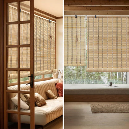 Customisable HIAPES Bamboo Blinds for Interior and Outdoor Windows - Elegant Sunshade and Privacy Solution