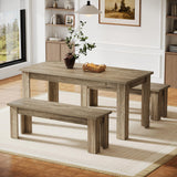 Tribesigns Dining Table Set for 6, 55.1-Inch Rectangle Kitchen Table with 2 Benches, 3-Piece Wooden Dining Room Table Set for Kitchen Tribesigns
