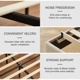 VECELO Upholstered Twin Bed Frame with Headboard Adjustable, Velvet Platform Bed with LED Lights, Charging Station, Mattress Foundation with Wooden Slats, Noise Free, No Box Spring Needed, Beige VECELO