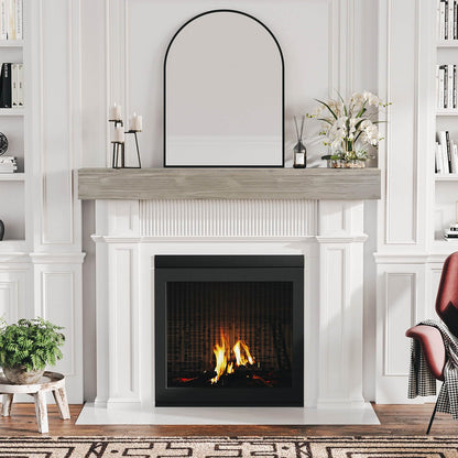 Fireplace Mantel, 60" Faux Fireplace Mantel, Solid Wood Floating Mantel Shelf, Wood Mantels for Fireplace, Fireplace Mantel Decor, 60" L x 9" W x 6" H, Grey