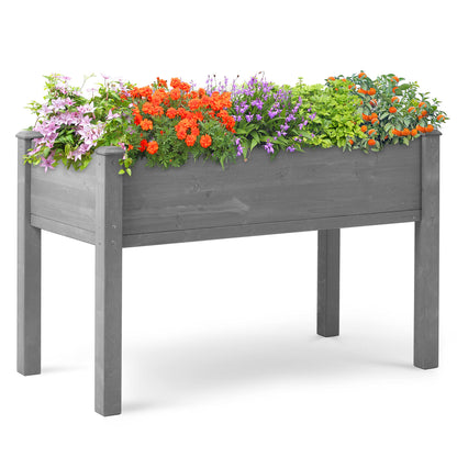 Raised Garden Bed with Legs, 48x24x30'', Outdoor Wood Elevated Planter Box, Grey Cedar, Thick Legs, w/Liner - WoodArtSupply