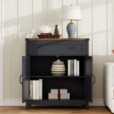 ChooChoo Kitchen Storage Cabinet, Coffee Bar Cabinet, Farmhouse Buffet Sideboard with Drawer for Kitchen, Living Room, Black ChooChoo