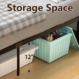 SunnyFurn Rustic Full Bed Frame with Headboard,Metal Platform Farmhouse Bed Frame Wood Slat,Sturdy Heavy Duty Bed Frame,No Box Spring Needed,Easy Assembly,Under Bed Storage, Rustic Brown, Full Size SunnyFurn