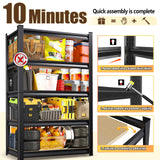 AOJUFEO 72" H/46''W Garage Shelving Heavy Duty 5-Tier Storage Shelves, 2500 lbs Adjustable Metal Shelving Unit, Utility Storage Rack Shelf for Garage, Basement, Pantry, Black 72''H x 45.7''W×20''D AOJUFEO