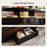 ChooChoo Modern LED Coffee Table, High Glossy Coffee Table with Drawer, Black Coffee Table with Storage for Living Room, Bedroom ChooChoo