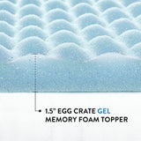 Best Price Mattress 1.5 Inch Egg Crate Memory Foam Mattress Topper, Cooling Gel Infusion, Twin, Dorm Essentials, Blue Best Price Mattress