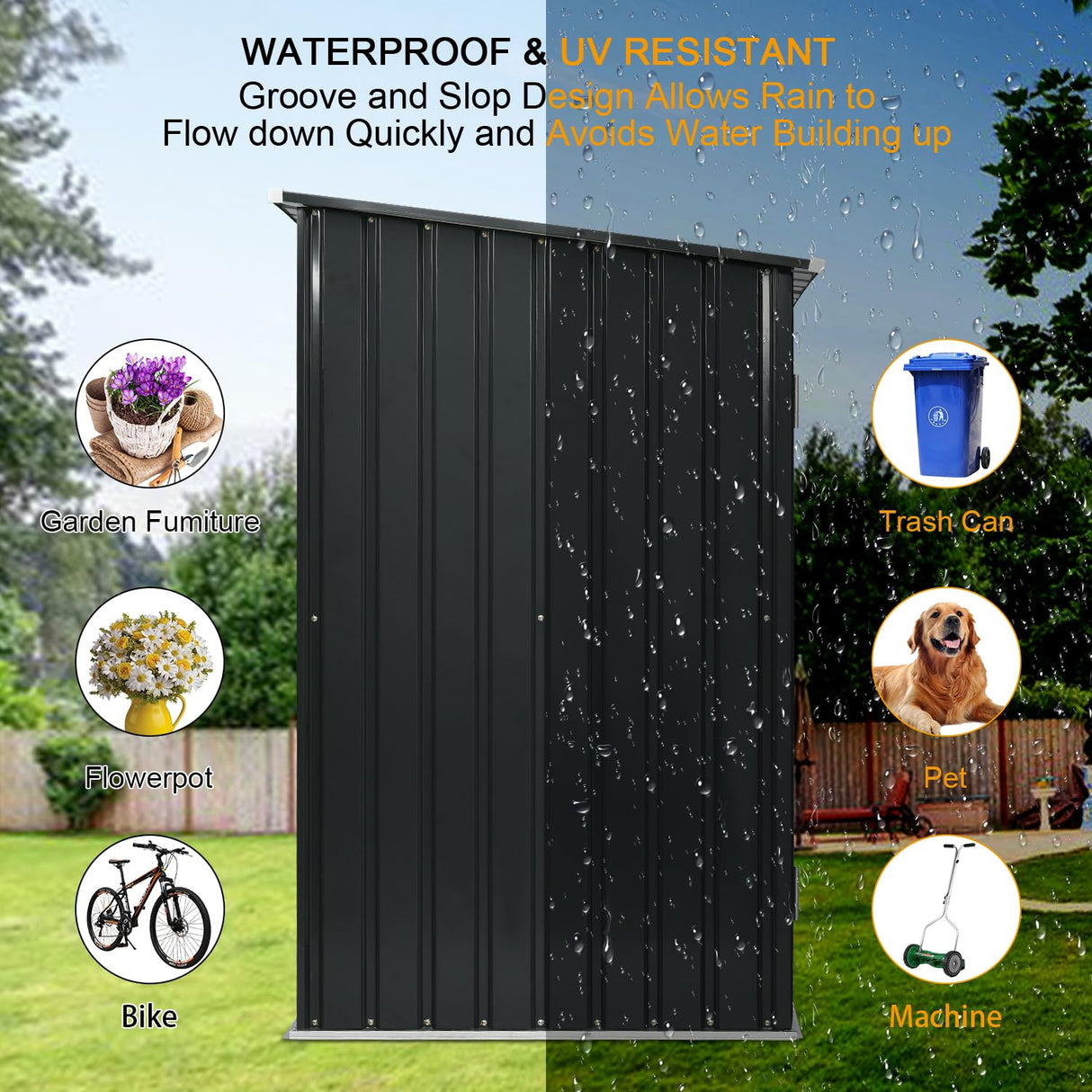 Outdoor Storage Shed, 3 x 3 FT Metal Steel Garden Shed with Single Lockable Door, Small Shed Outdoor Steel Utility Tool Shed for Backyard Patio Garden Lawn, Grey 4ever2buy