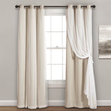 Lush Decor Sheer Grommet Curtains With Insulated Blackout Lining, Window Curtain Panels, Pair, 38"W x 84"L, Wheat - Curtain With Sheer Overlay, Elegant Blackout Curtains for Bedroom Lush Decor