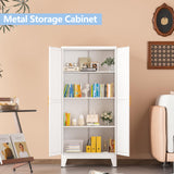 RISTERN White Metal Storage Cabinet, 48" Steel Cabinets for Home Office, Kitchen Pantry Storage Cabinet with Doors and 3 Adjustable Shelves, for Office, Home, Garage, School RISTERN