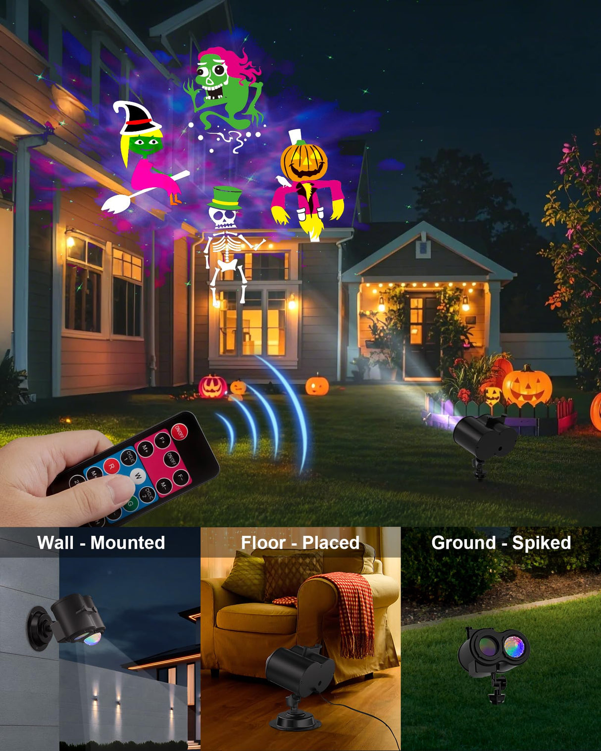 2025 Upgrade Halloween Christmas Projector Lights Outdoor, COOLWUFAN 2-in-1 Holiday Projector Lights Decorations, 30 Bright HD Effects (20 Slides) Projection Light for Xmas Party Garden Yard Decor COOLWUFAN