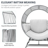 Fancyango Egg Chair Outdoor Indoor, Oversized Rattan Chair with Thicken Cushion, 510LBS Capacity Wicker Patio Lounge Chair, Basket Chair for Living Room Balcony Porch Backyard, Grey/Light Grey Fancyango