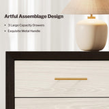 SICOTAS 24" Night Stands Set of 2, Black Nightstand with Charging Station, Large 3 Drawers Nightstand, Tall Mid Century Modern Nightstands Bedroom Bed Side Table for Bedroom Living Room Sofa SICOTAS