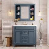 Merax 36” Bathroom Vanity with Sink, 36 inch Bathroom Vanity Cabinet with Matching Mirror Medicine Cabinet, Bathroom Storage Cabinet with Sink Top (Sink Cabinet + Mirror Cabinet Set, Blue) Merax