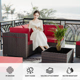 RTDTD 11 Pieces Outdoor Patio Furniture Set Outdoor Furniture Patio Sectional Sofa Conversation Sets w/ETL Approved 45" Gas Outdoor Fire Table & Coffee Table, Swivel Rocking Chair (Red) RTDTD