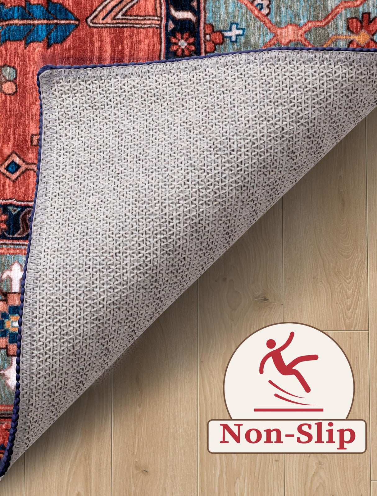 SERISSA Boho Washable 2'6"x8' Non-Slip Vintage Rust Hallway Kitchen Runner Rug - Ultra Soft Print Distressed Tribal Floor Carpet for Bedroom Bathroom Laundry Room SERISSA