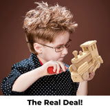 Kraftic Woodworking Building Kit for Kids and Adults, 2 Educational DIY Carpentry Construction Wood Model Kit Toy Projects for Boys and Girls - Build a Wooden Town Hall Birdhouse and Train Kraftic