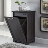 OLD CAPTAIN Wooden Tilt Out Trash Cabinet, Hidden Trash Can Kitchen Holds 10 Gallons (Dark Brown+Black Top Panel) OLD CAPTAIN