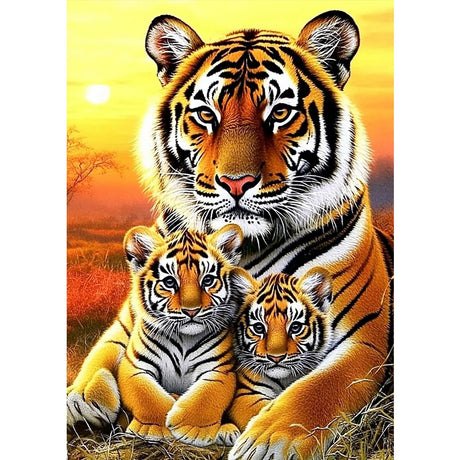 MXJSUA Tiger Diamond Painting Kits for Adults, Animal Diamond Gem Art Painting for Beginners, Diamond Picture with Full Round Drill Dots Craft Set Gift, 12 * 16 Inch MXJSUA