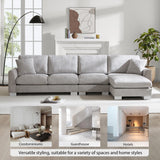Acosure 119" Modern Oversized Sectional Sofa with Chaise Lounge,L-Shaped Luxury Couch Set W/2 Free Pillows,Line Design,5-seat Chenille Indoor Furniture for Living Room,Apartment,Office,Light Gray Acosure