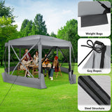 COBIZI Pop Up Gazebo Screen Tent Screen House for Camping, 15x15 Screen Room with Mosquito Netting, Hub Tent Instant Screened Canopy with Carrying Bag and Ground Stakes, Gray COBIZI