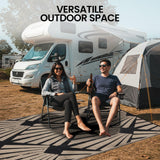 Reversible Outdoor Plastic Straw Rug 5x8 Ft, Waterproof Foldable Camping Mat with Uv Protection, Quick-Dry Plastic Straw Patio Carpet for Deck Rv Porch Backyard Black & Brown BUPPLEE