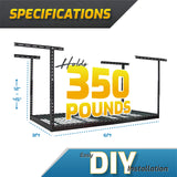 MonsterRax Overhead Garage Storage Rack - Heavy Duty Racks for Garage with 400 lb Capacity, Easy Garage Shelving, Adjustable Storage Rack, Ceiling Mount Storage Shelves 3x6 Hammertone (12"-21") MonsterRAX Storage Solutions