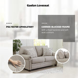 Signature Design by Ashley Gaelon Transitional Loveseat with Nailheads and 2 Accent Pillows, Beige Signature Design by Ashley
