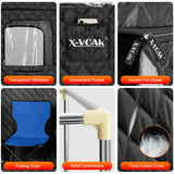 X-Vcak Portable Steam Sauna, Portable Sauna for Home, Sauna Tent Sauna Box with 2.6L Steamer, Remote Control, Folding Chair, 9 Levels, Black, 2.6’ x 2.6’ x 5.9’ X-Vcak