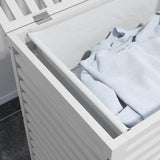 HOMCOM Bamboo Laundry Hamper with Lid, Laundry Basket with Removable Liner Bag, Dirty Clothes Hamper, 19.75 x 14.25 x 23.5 Inches, White HOMCOM