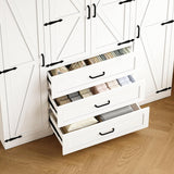 CayugaCrekrd 70" Tall Armoire Wardrobe Closet with 4 Doors & 3 Drawers, Farmhouse Bedroom Storage Cabinet with Hanging Rod, Freestanding Wooden Armoire Wardrobe Closet, White CayugaCrekrd