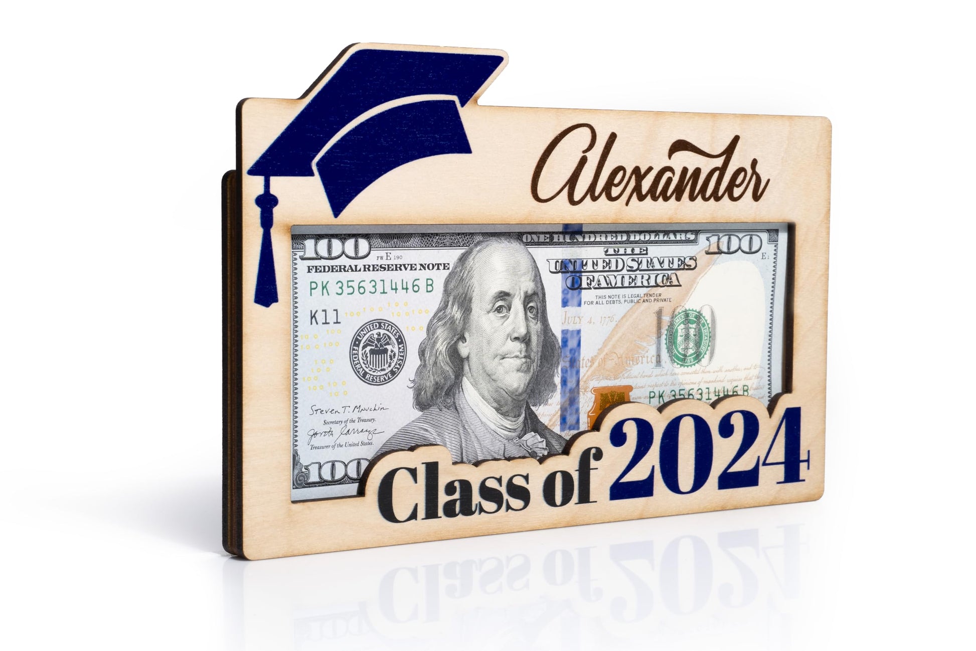 Graduation Money Holder 2024 Personalized, Graduation Gifts Money Holder w/Name and Message - 12 Graduation Cap Colors, Money Holder for Cash Gifts Graduation, Class of 2024 Graduation Gifts - WoodArtSupply