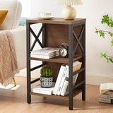 MNEETRUNG 3-Tier Industrial Small Bookcase with Metal Frame and Rustic Brown Finish MNEETRUNG