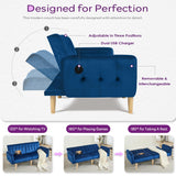 TYBOATLE 65" W Velvet Modern Convertible Folding Futon Couch Sofa Bed w/ 2 USB Charging Ports for Compact Living Space, Small Couches for Office, Dorm, RV Room, Apartment, Bedroom (Navy Blue) TYBOATLE