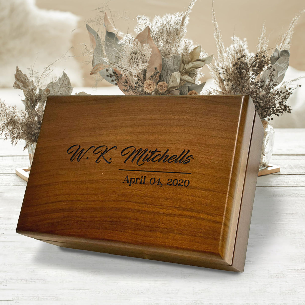 Personalized Memory Box, Custom Memento Box, Gift for Husband Wife, Wedding Day Memory Box, Engraved Keepsake Box for Couples, Memorial Gift, Hand Made Birthday Keepsake Box, Monogrammed Jewelry Box Generic