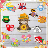 Menkxi Interchangeable Highland Cow Decor Seasonal Wooden Signs Farmhouse Table Centerpiece with Holiday Icon Rustic Cow Tiered Tray Decor Halloween Fall Decorations for Home Office Desk Gift Menkxi