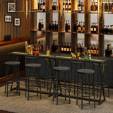 HOOBRO Bar Table,47.1" Rectangular Pub Table,Tall Counter Bar Height Table with LED Light and Glass Decoration, Modern Dining Table Footrests, for Dining Room, Pub, Tavern, Black BB68DBT01 HOOBRO