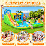 FBSPORT Inflatable Bounce House, 9 in 1 Water Slide with Blower, Bouncy House for Kids Indoor Outdoor Wet Dry Combo Water Bounce House with Football Shooting, Water Gun, Splash Pool, Bounce Area, Hose FBSPORT